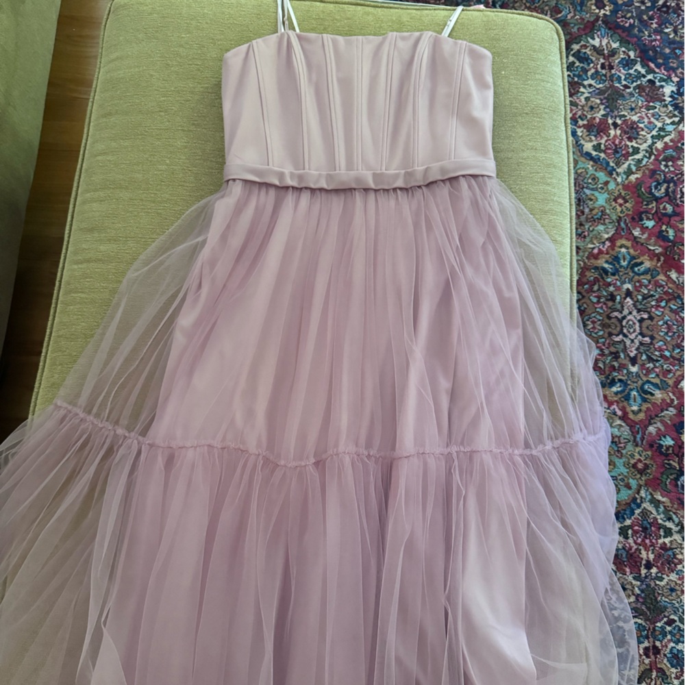 Anthropologie Pink and White Strapless A-line Dress for Weddings